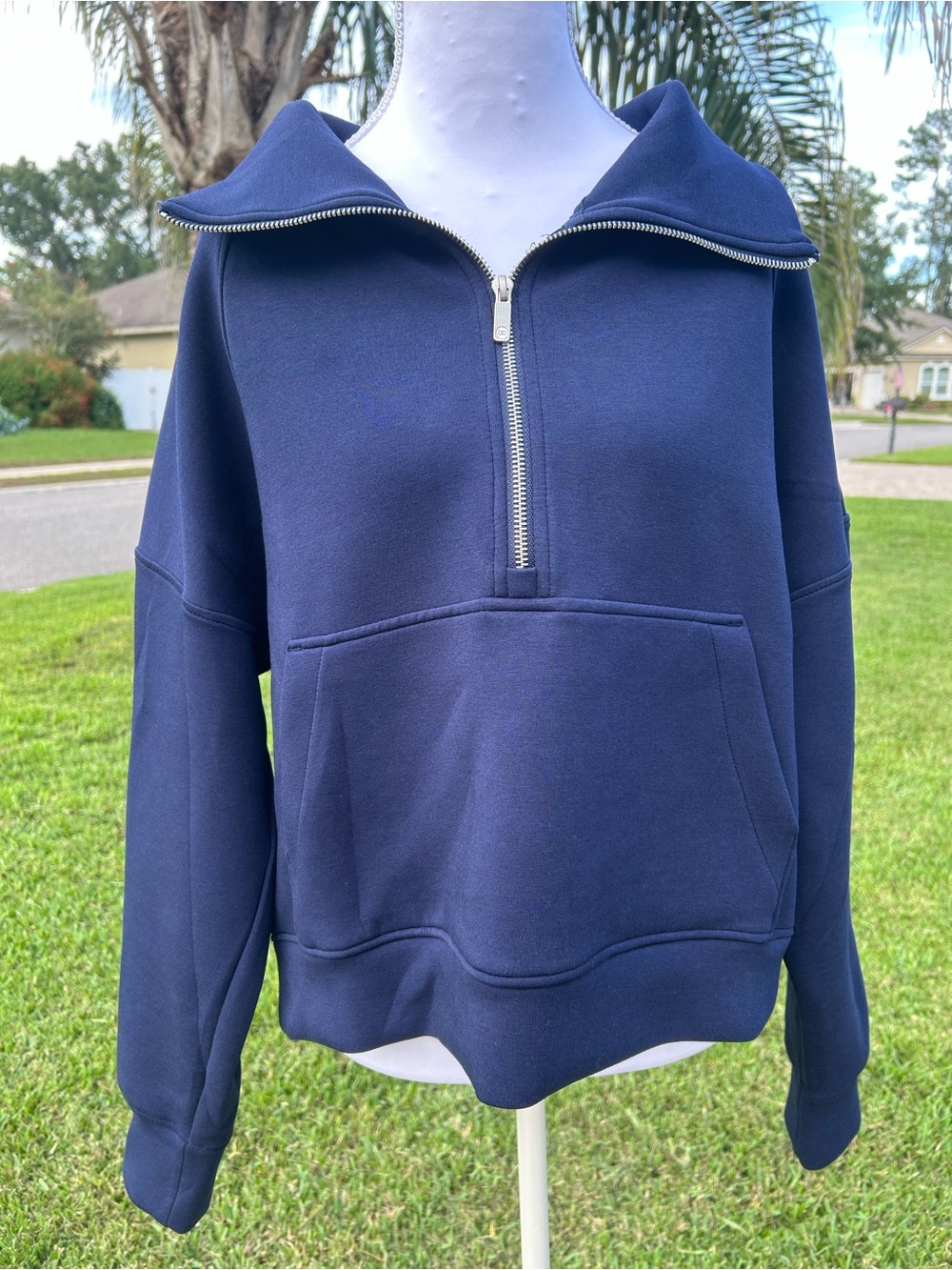 NWOT🌸Calia Soft Scuba Mock Neck Navy 1/4 Zip-Up Sweatshirt
